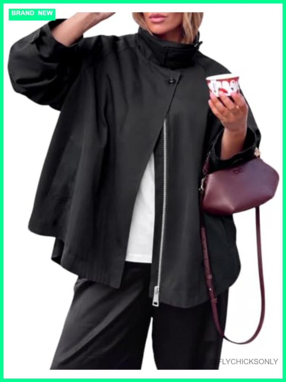 Oversized Trench Coat Women Stand Collar Fall Casual Jacket